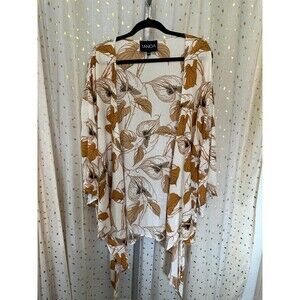 NWOT Tanoa Samoan Polynesian Tribal Pacific Islands Waterfall Open Cardigan OS
